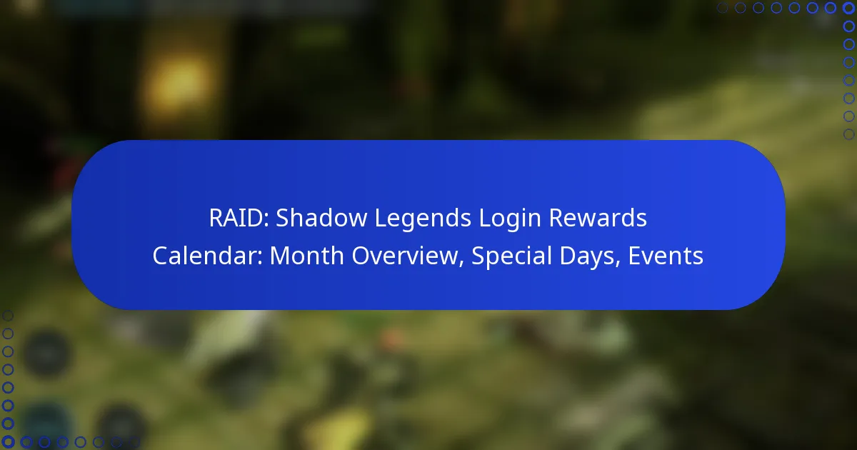 RAID: Shadow Legends Login Rewards Calendar: Month Overview, Special Days, Events